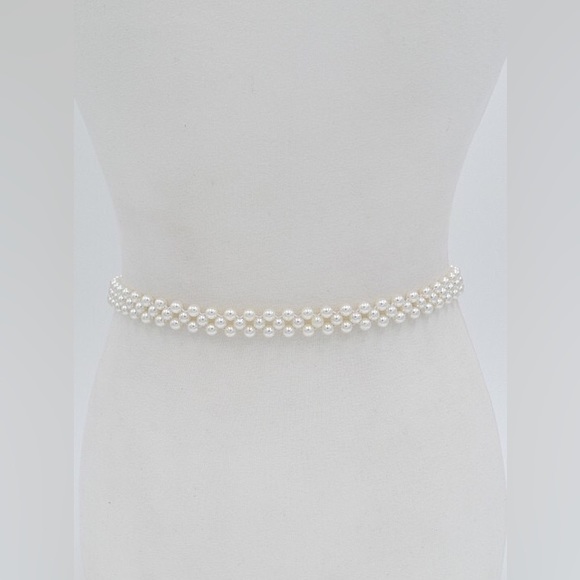 Elegant Rhinestone & Pearl Adjustable Waist Belt - Picture 3 of 4